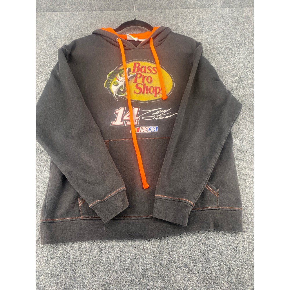 Bass Pro Shops Tony Stewart NASCAR Hoodie Mens Medium Black #14 Racing Pullover
